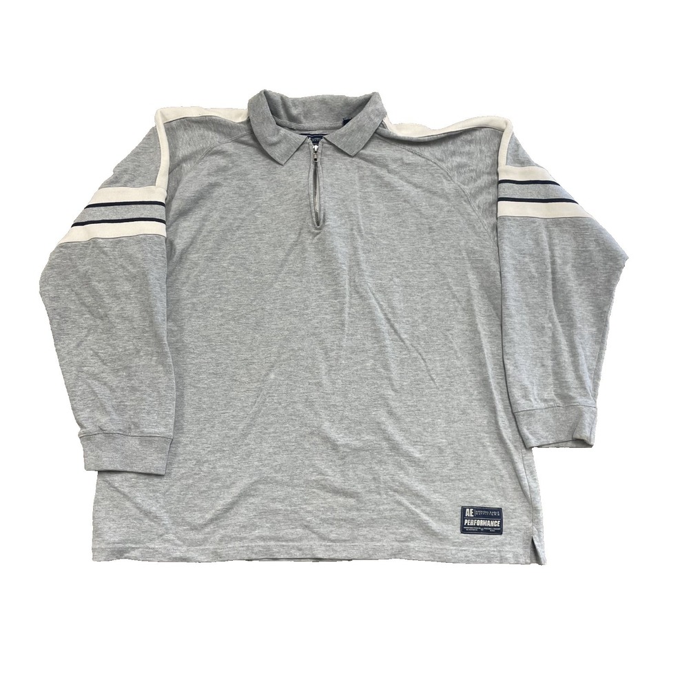 vintage American Eagle sweatshirt mens 2xl Gray 2000s y2k 1/4 zip‎